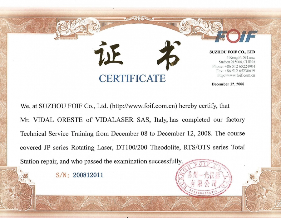 vidaLaser importatore ufficiale FOIF dal 2003   